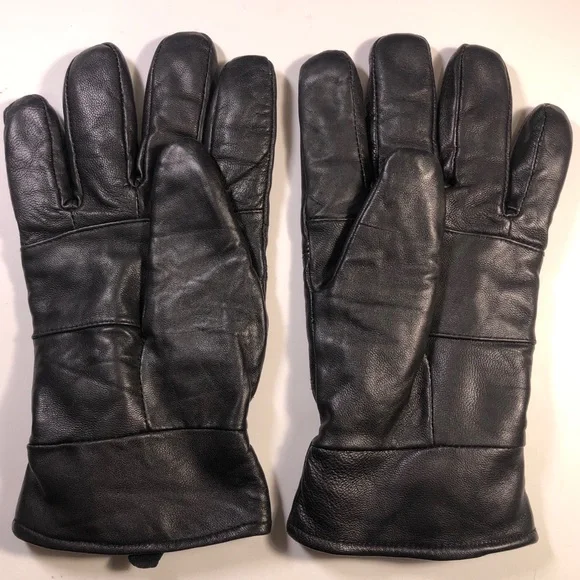Mens Black Leather Winter Gloves - Picture 3 of 5